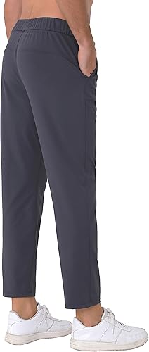 Vista 3 de Pantalones de viaje elásticos para hombre, entrepierna de 27 pulgadas, de secado rápido, ligeros, pantalones deportivos casuales con bolsillos