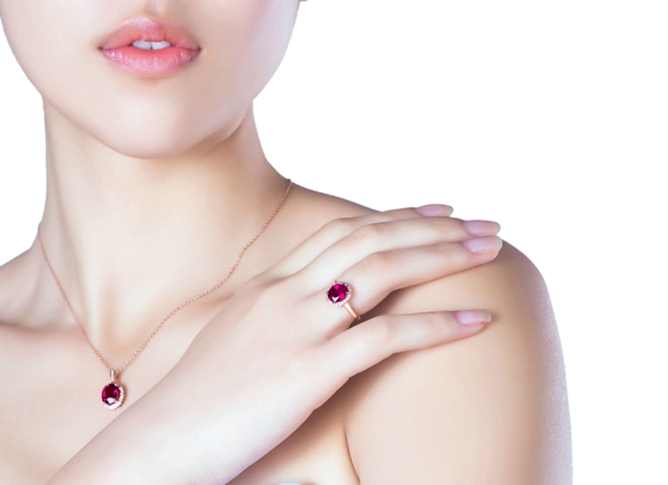 Collar con colgante colgante, cadena de oro rosa para mujer con muy buen corte de piedra preciosa de 18 quilates, lujoso collar de regalo para mujer