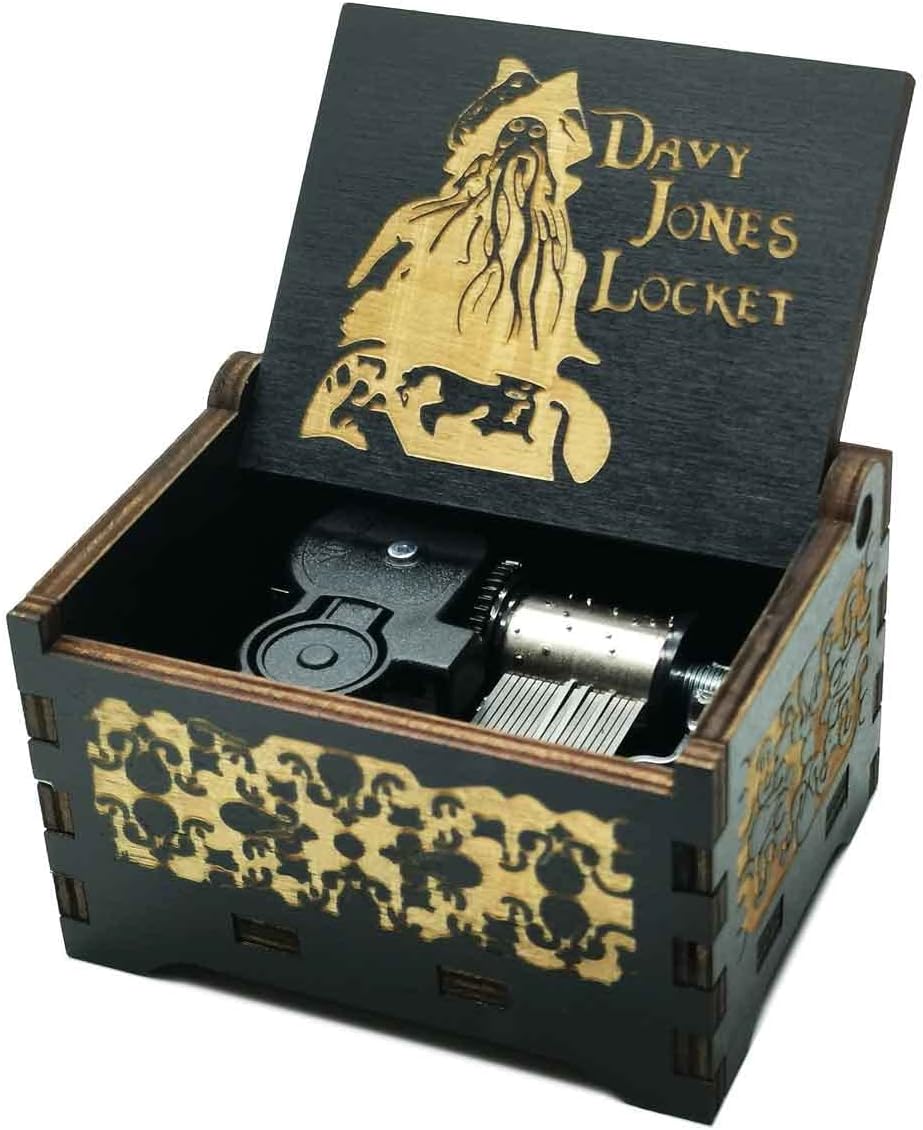 Caribbean Davy Jones Music Box Antique Wooden Musical Box Davy Jones Locket Music box For Home Decoration Collection Davy Jones Toys Clockwork Drvien