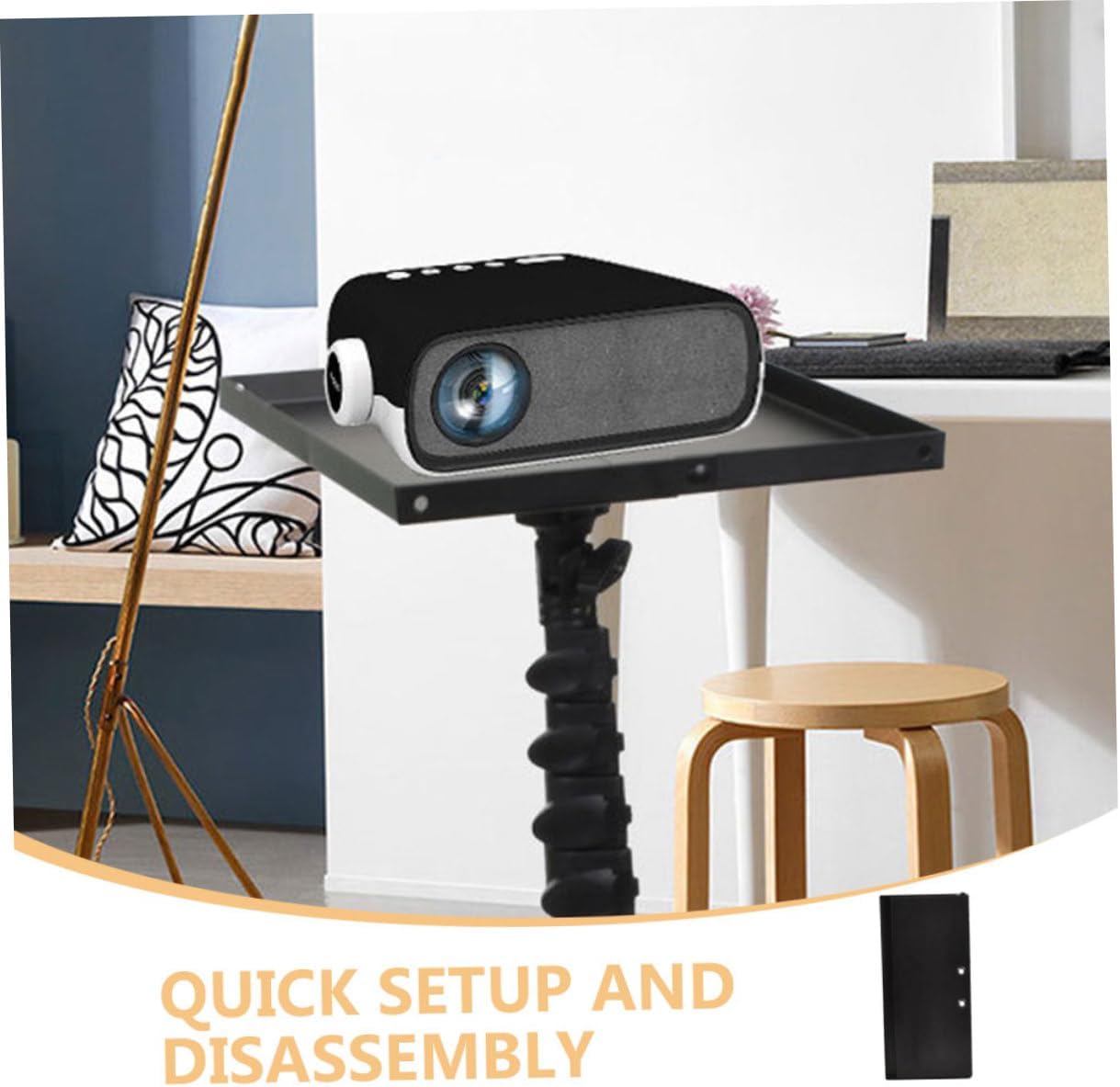 Mikikit Multi-Functional Metal Projector Stand Tray Height Portable Laptop Tripod Holder for Home Office and Stage Use