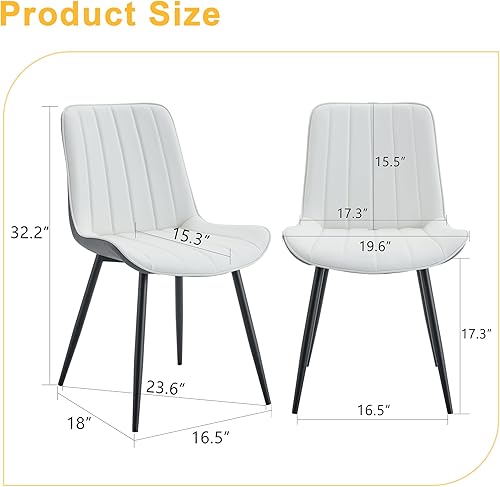 Miniatura 9 de Juego de 4 sillas de comedor de piel sintética, modernas sillas de comedor con respaldo de asiento acolchado + patas de metal, sillas tapizadas para