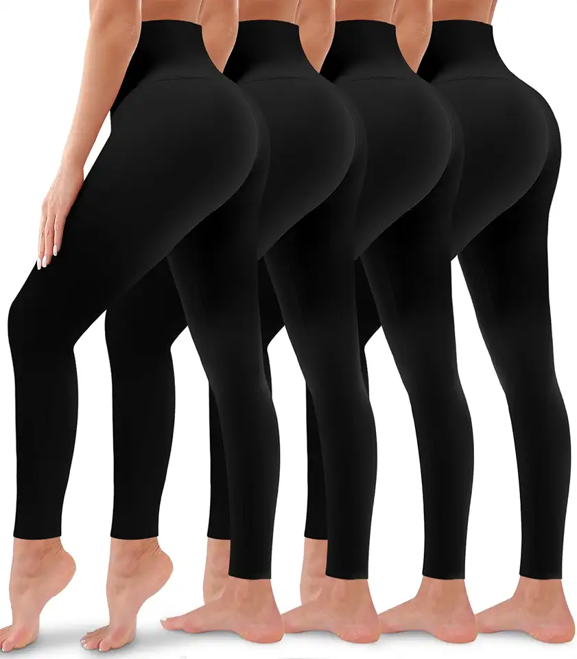 Bluemaple 4 Pack Leggings for Women Butt Lift High Waisted Tummy Control No See-Through Yoga Pants Workout Running Leggings
