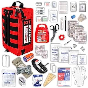 Ever-Ready Industries Premium Trauma First Aid Kit for Outdoors, Workplace, and Home – Exceed OSHA Guidelines and ANSI 2009 Standards – 240 Pieces – Includes Bonus Travel Kit