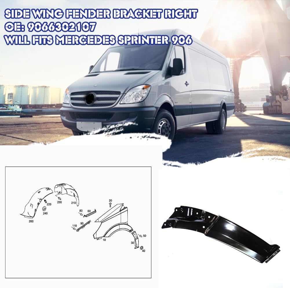 Black Front Right Side Fender Brace Support Bracket for Mercedes Sprinter 906 OE 9066302107 A9066302107 2E0821102