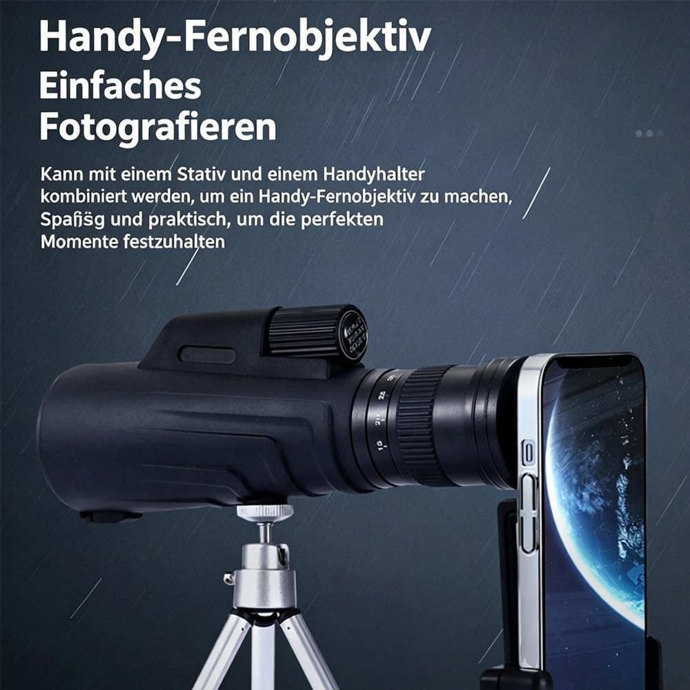 10-30x50 ED Monokular Fernglas, Stickstoffbefüllt, Hochauflösend Zoom, Ideal für Konzertfotografie & Outdoor Beobachtung Black