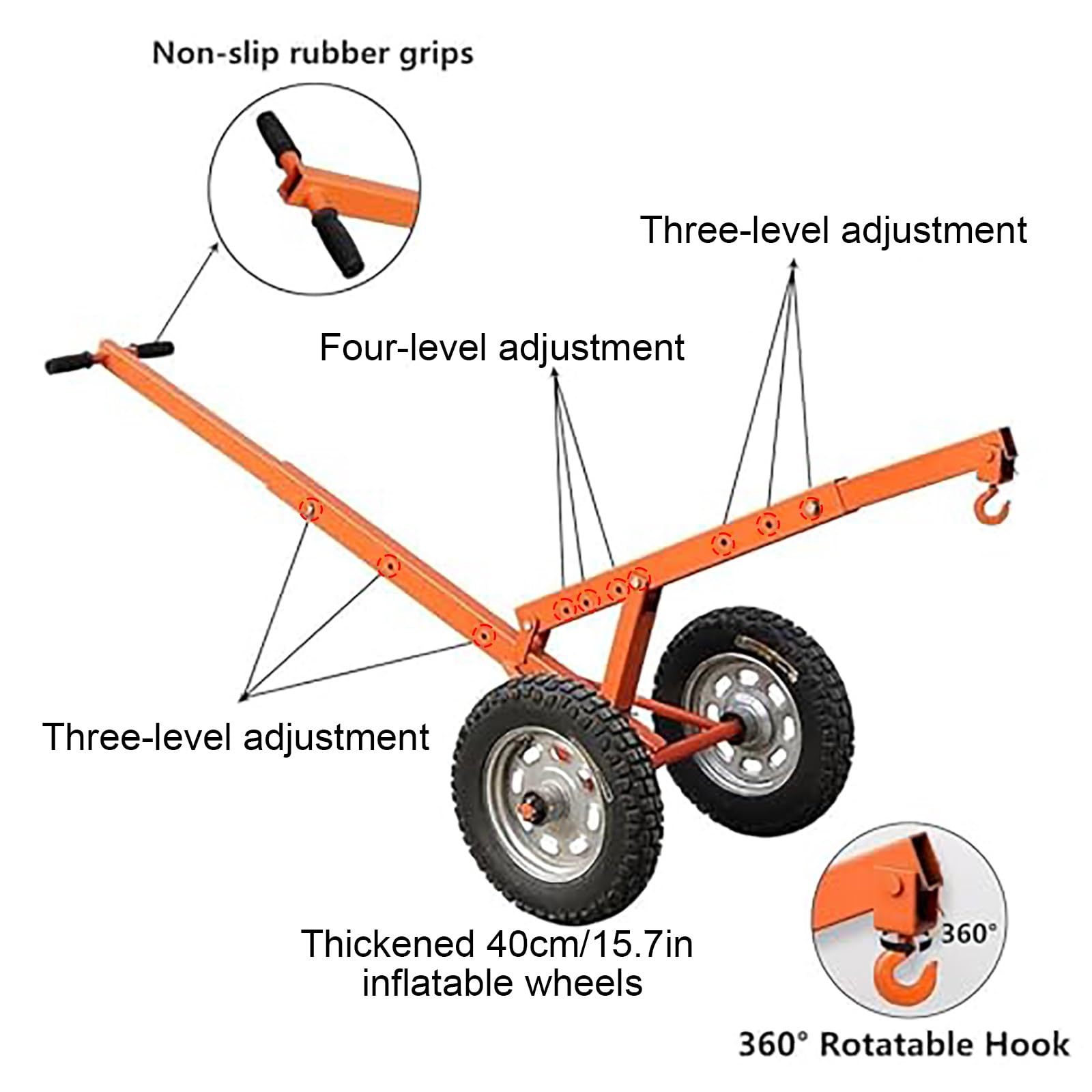 Carrello di Sollevamento Manuale in Acciaio Regolabile, Sollevamento Chiusino Stradale con Pneumatici da 40 cm, per Cordoli e Cantieri Edili