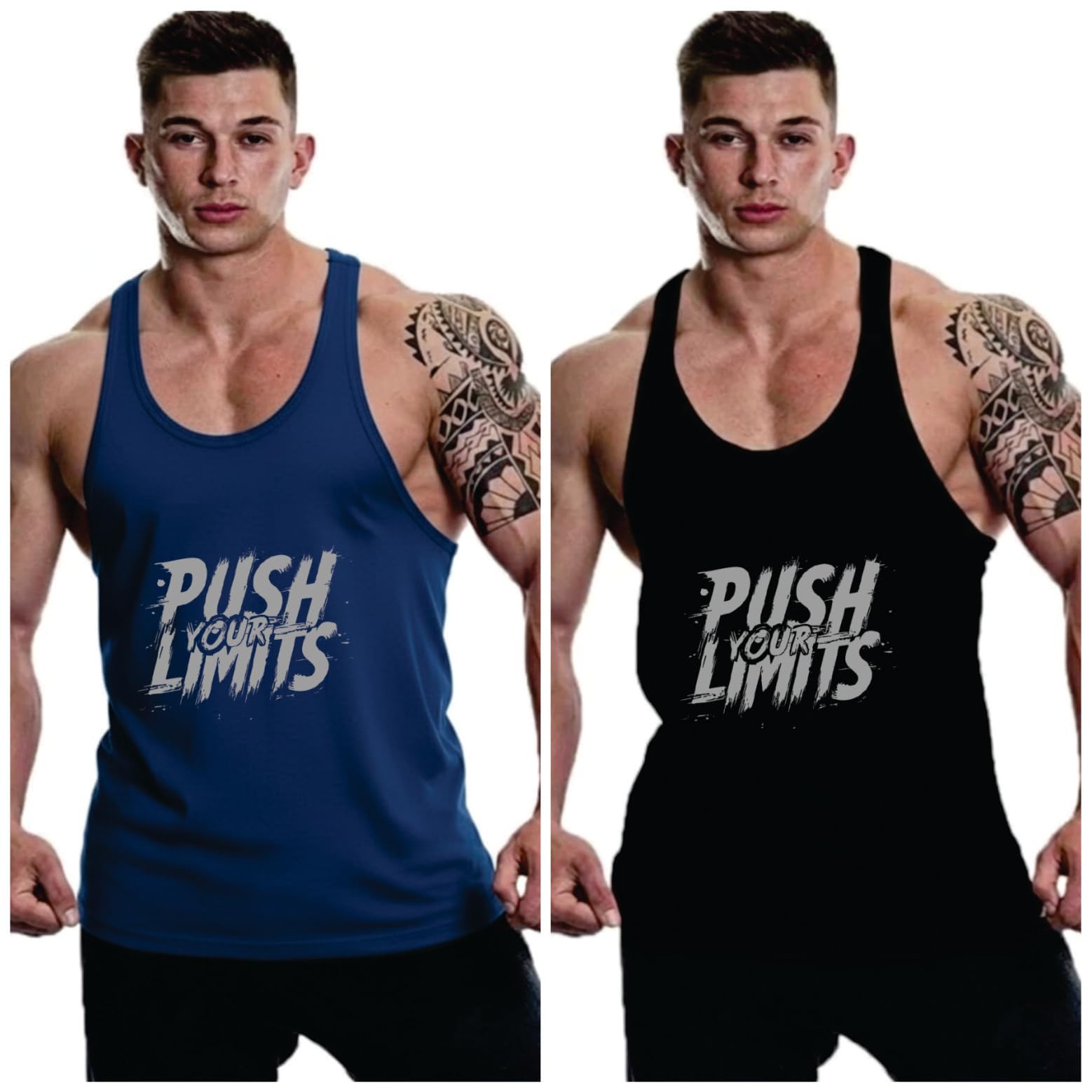 Men's Round Neck Gym Vest | Men Vest Gym | Men Vest Combo | Polyster Printed Vest Pack of 2 | Stylish & Comfortable-image-14