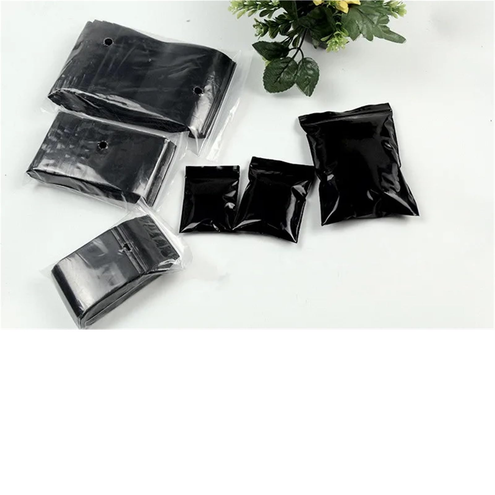 Bolsa Zip Bolsas de almacenamiento portátiles for dispositivos electrónicos, plástico PE negro oscuro, resellables y opacas para la Cocina(14x20cm 100pcs)