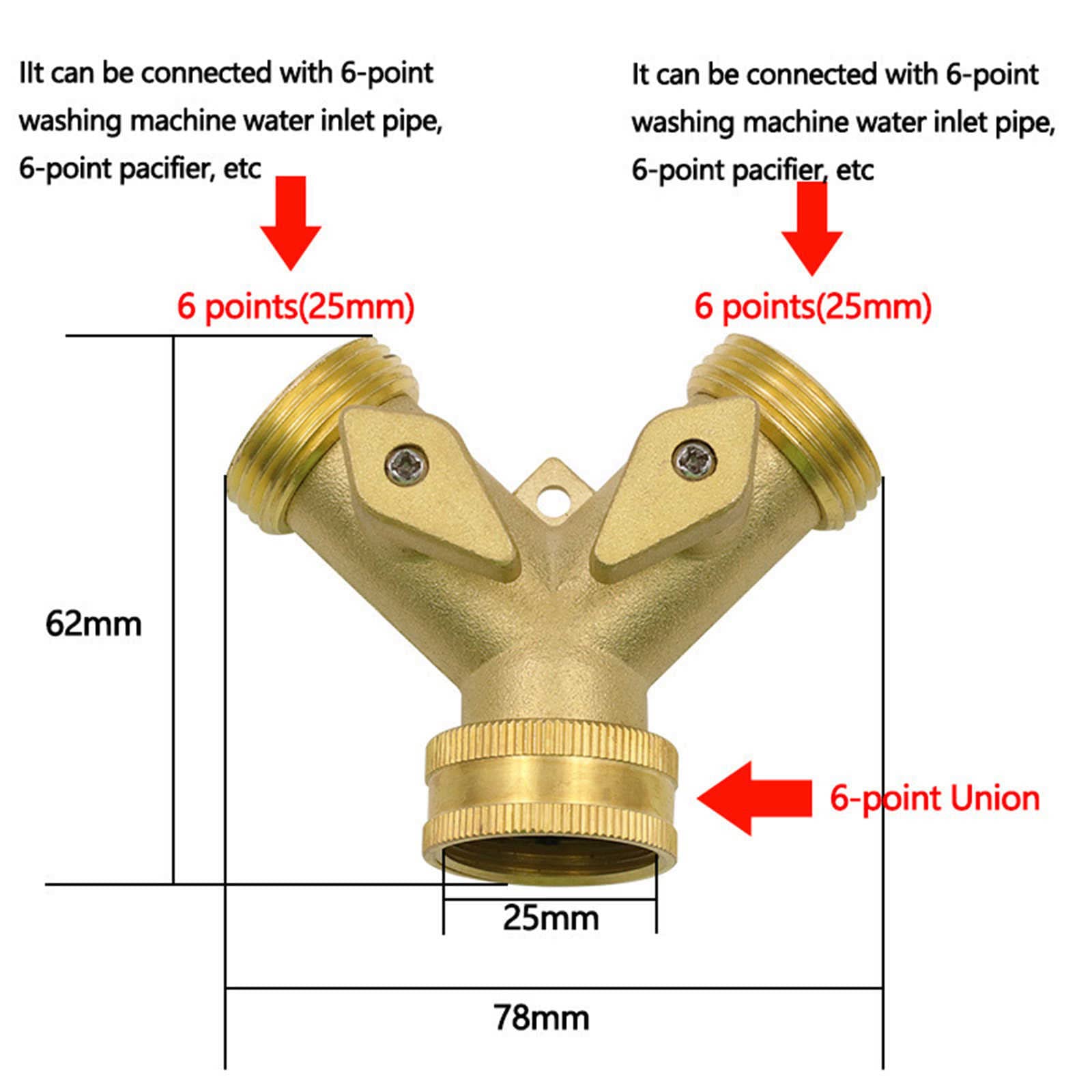 Conector de válvula de manguera dividida en Y de latón – Adaptador doble de grifo de jardín de 2 vías para un fácil control del flujo de agua, perfecto para riego y uso en exteriores