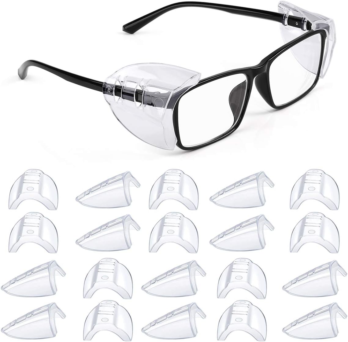 Transparent side shields for glasses