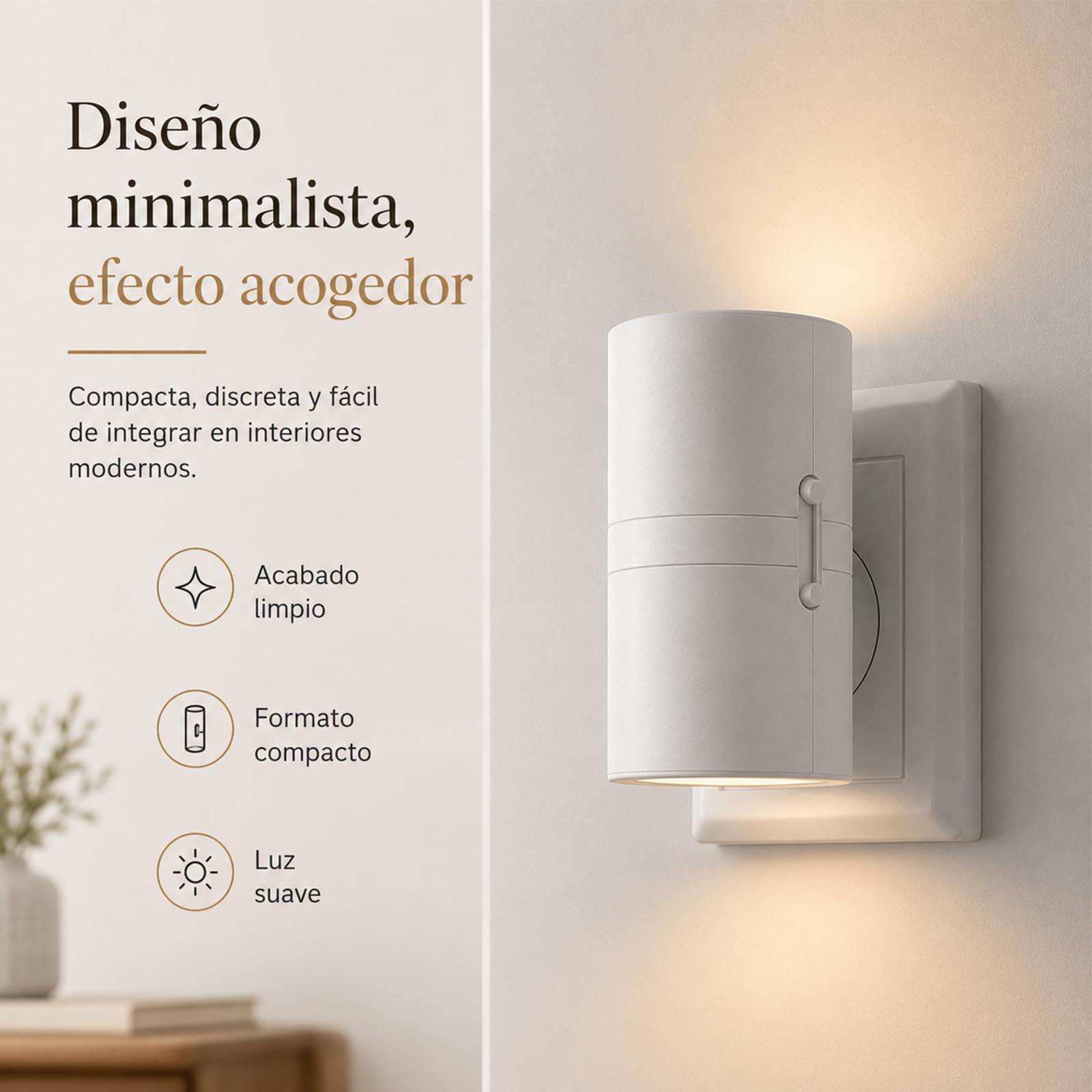 BoreaLights Luz Nocturna de Enchufe con Sensor Crepuscular, 3000 K（2psc） | Iluminación ambiental cálida y discreta para dormitorio, pasillo, salón y entrada; uso sencillo sin app ni mando.