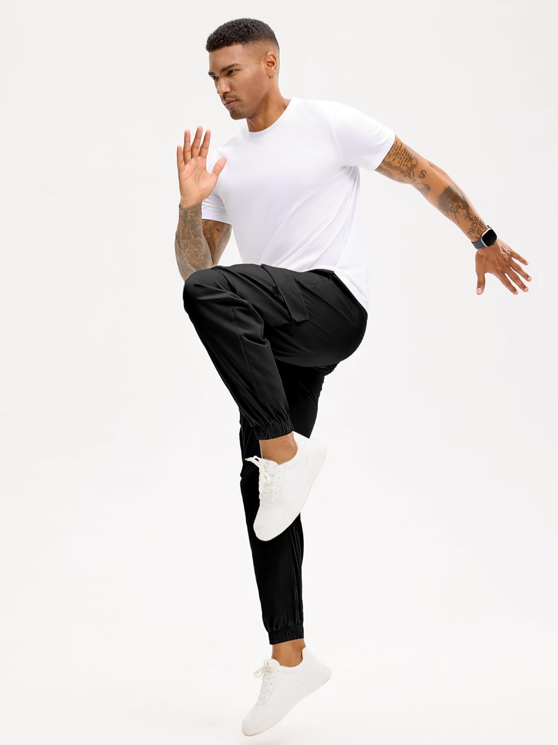 HOTake Men's Stretch Cotton Cargo Pants Elastic Waist Cargo Joggers - Image 8