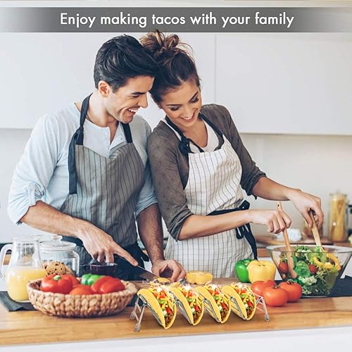 Miniatura 4 de Paquete de 2 soportes para tacos de acero inoxidable, soporte para tacos a prueba de óxido con capacidad para hasta 4-5 tacos cada soporte para
