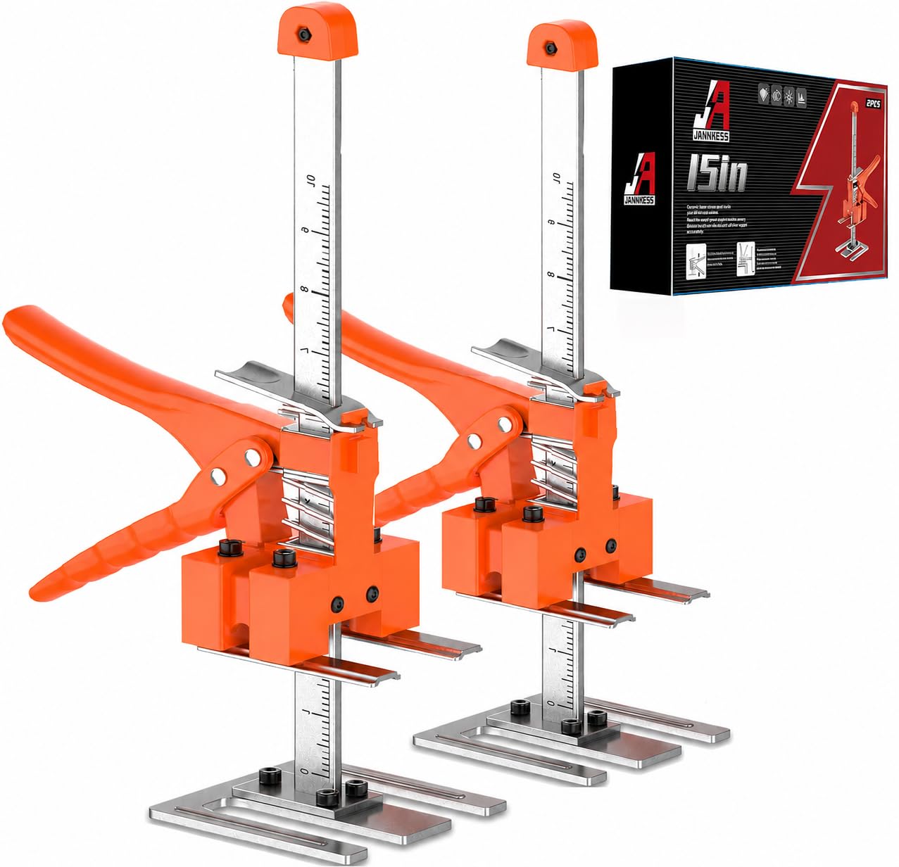 Photo 1 of JANNIRESS 2 Pack Labor Saving Arm Jack, 15" Handheld Furniture Lifter Tool & Height Adjuster, 400lbs Heavy Duty Wall Tile & Cabinet Jack Yellow/White