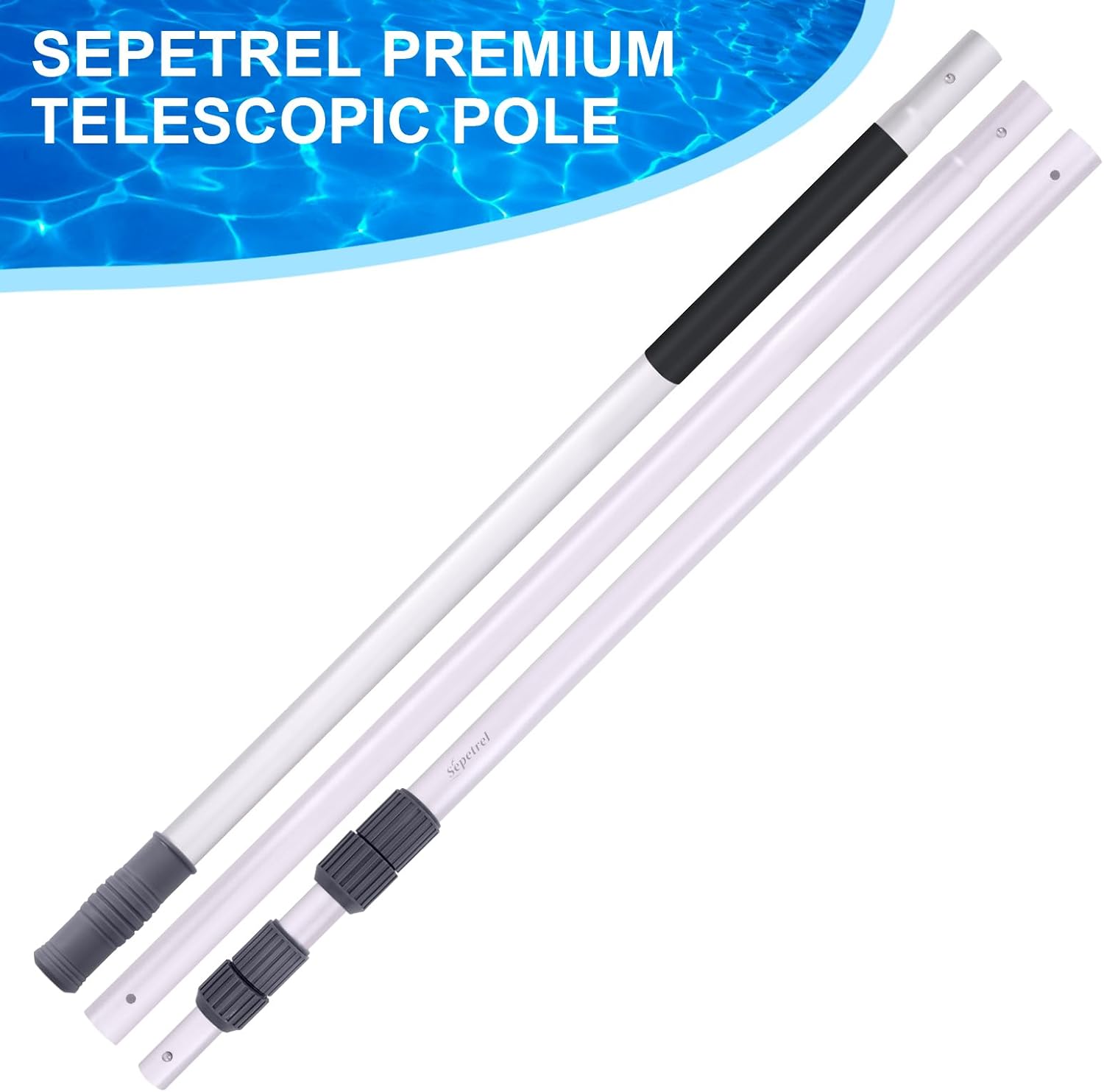 Sepetrel Pool Pole-Upgraded Professional 12 Foot Telescoping Swimming Pool Pole with Threaded Tips,Adjustable Telescopic Poles,for Skimmer Net,Brush,Vacuum Head - Image 5