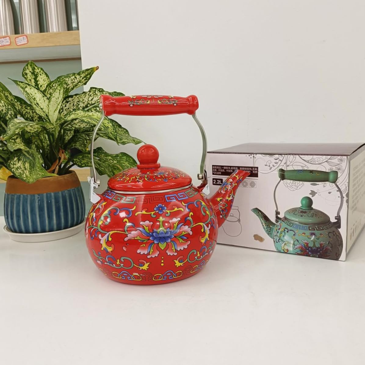 Hervidor de Agua Esmaltado de Cocina 2,2 L Rojo Filtro