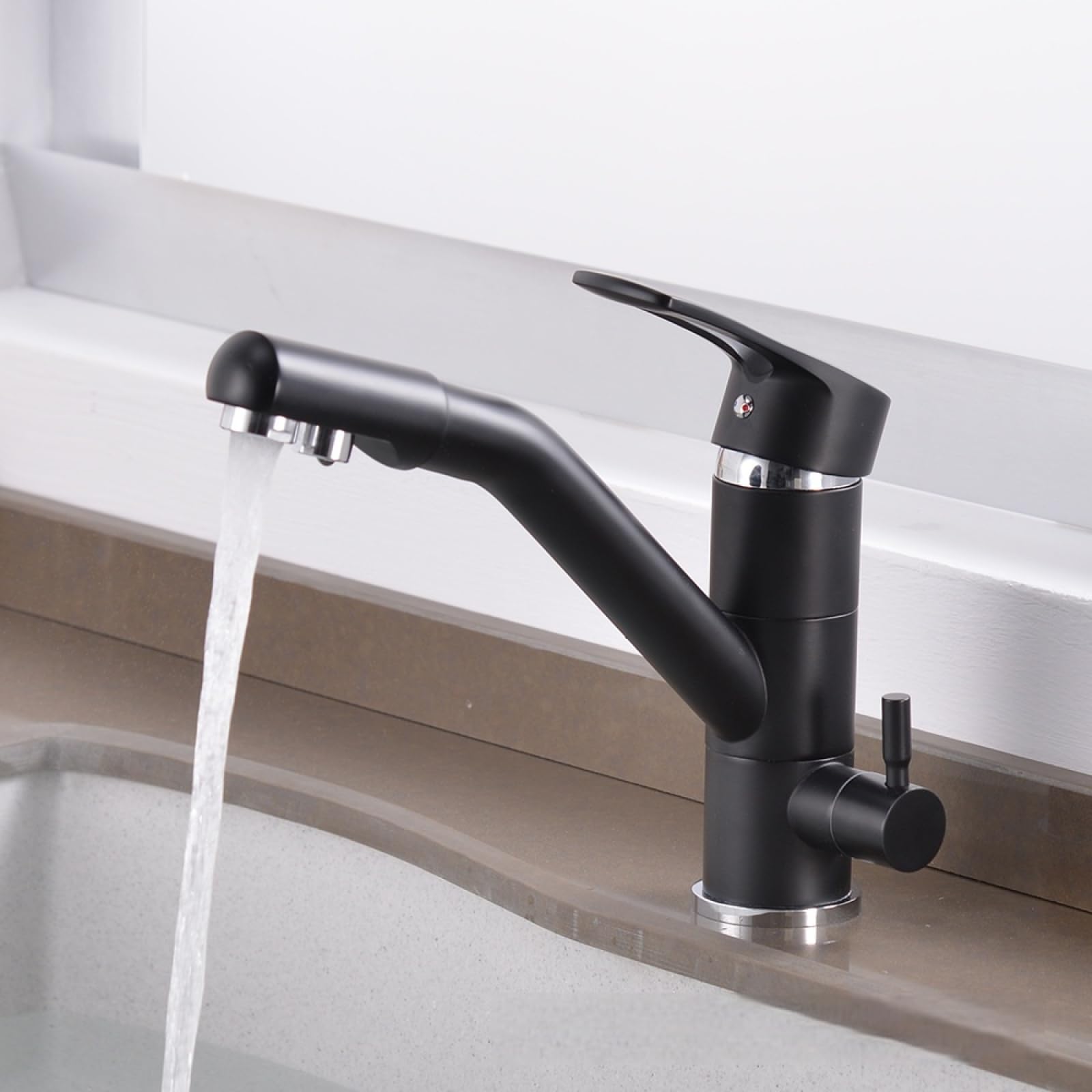 Fanjubei Black Kitchen Hot And Cold Direct Drinking Stainless Steel Rotating Vegetable Basin Faucet