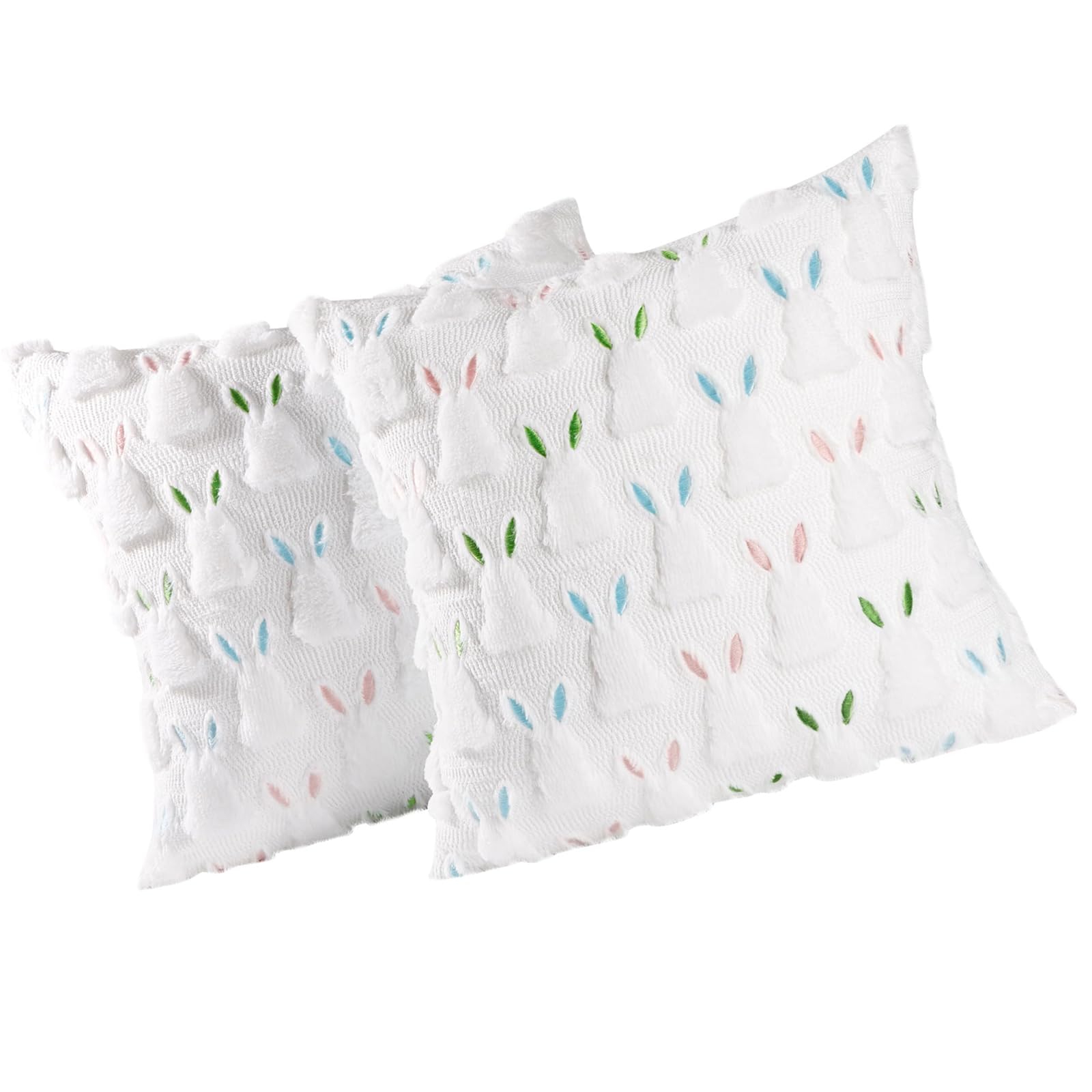 Piceioep Of 2 Easter Holiday Themed Decorative Pillowcases Washable Cotton Fabric Pillow Cover Cotton Easter Pillowcase Set