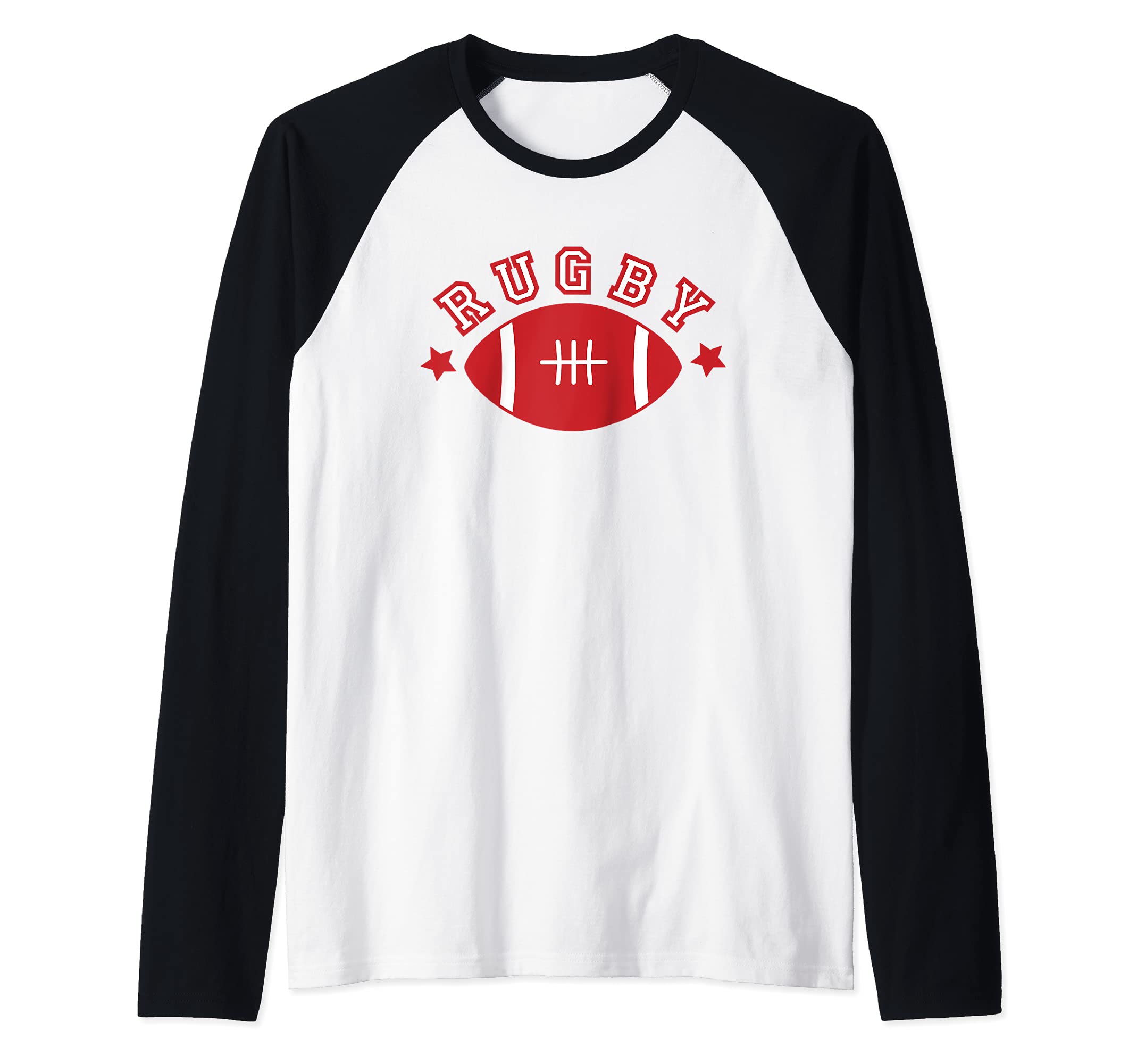 Rugby Ball Design Raglan Baseball Tee, Black