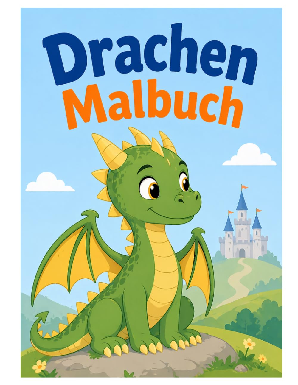 Drachen Malbuch: Niedliche Drachen Ausmalbilder für Kinder – Fantasievolles Malbuch mit Drachen, Burgen und magischen Szenen