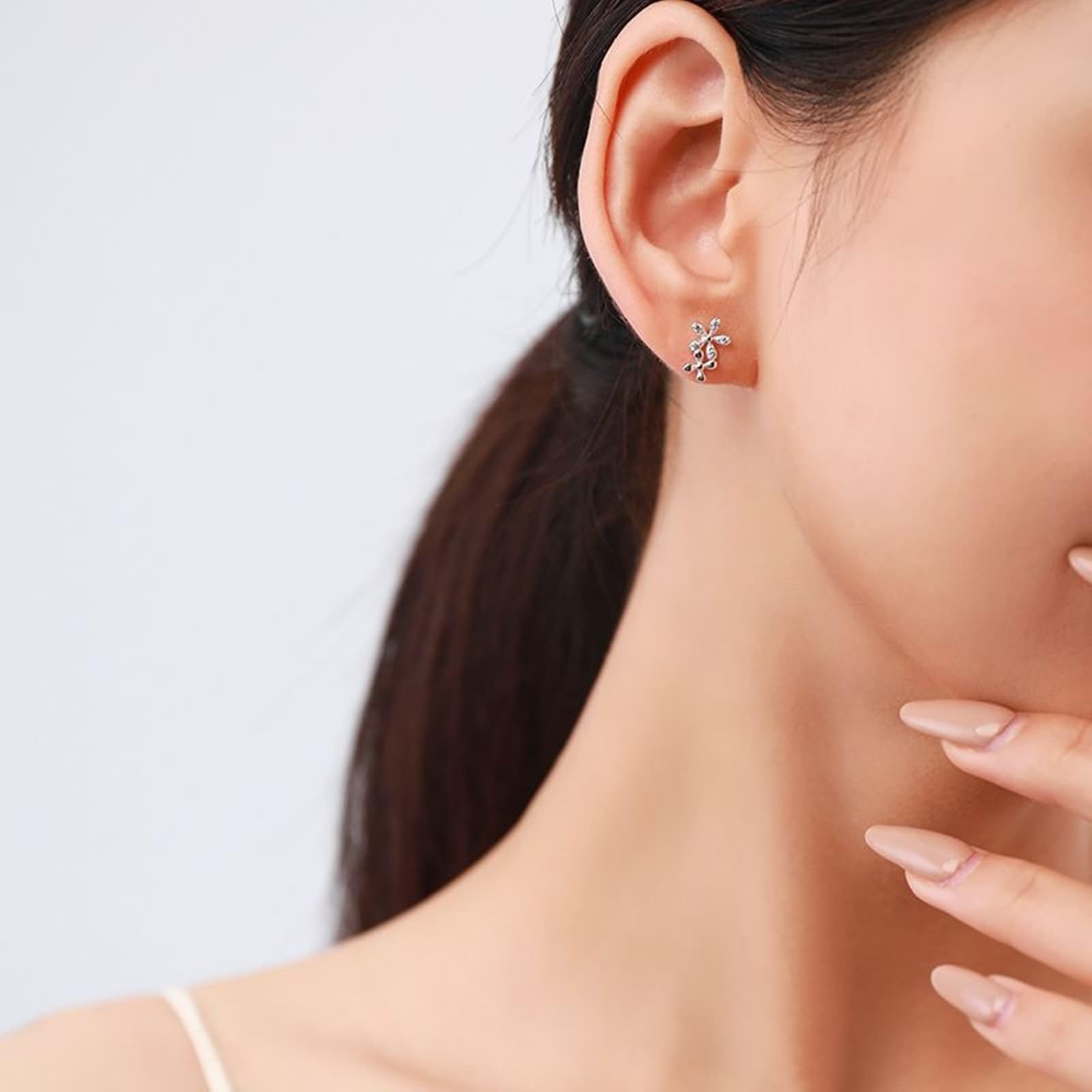 Pendientes de oro blanco de 9 quilates Au375, joyas auténticas con moissanita, flores de oro de 9 quilates