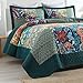 Autumn Dream Cotton Bedspread Quilt Sets Reversible Bedding Coverlet Sets Comforter, Vintage Floral Patchwork Turquoise Bedspread, King Size
