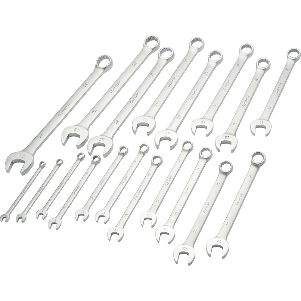 DynamicTools 16 Piece Sae Combination Wrench Set, Contractor Series, Satin Finish, 1/4" - 1-1/4" (19 Pc-Metric)