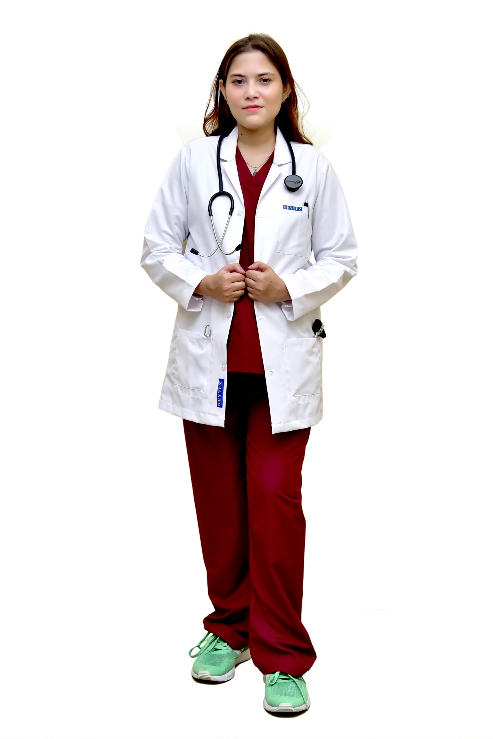 HEYVEZ Women's Professional Doctor's Coat - Elegant Lab Coat for Medical, Dental, and Pharmaceutical Professionals (42-XL)-picture-18