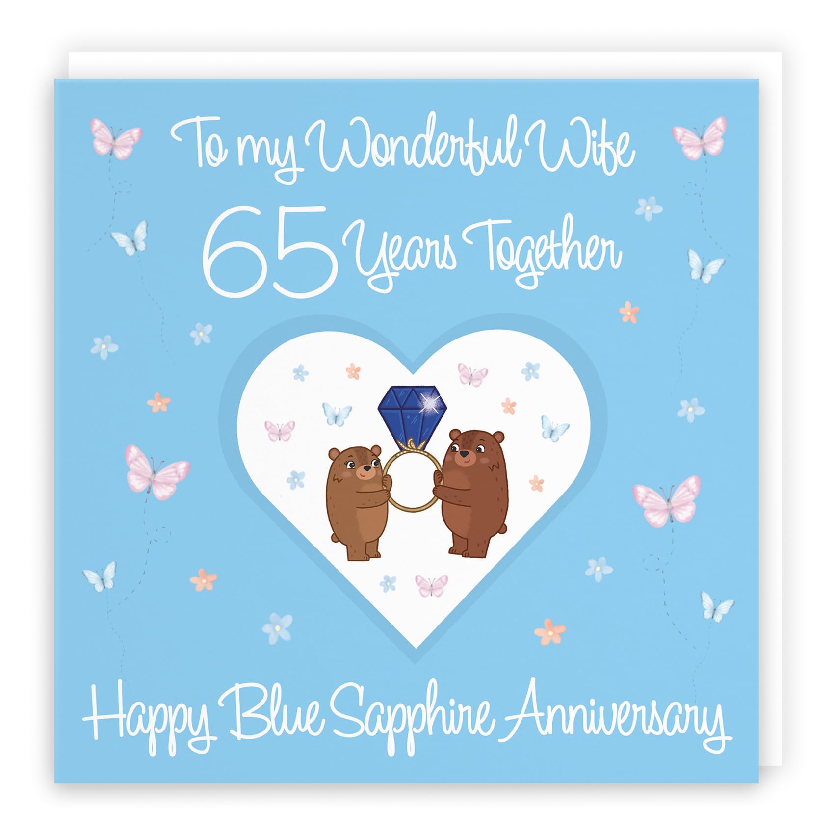 Hunts England, Wife 65th Anniversary Card, 65 Years, Blue Sapphire Anniversary, Romantic Meadows, Fun Card