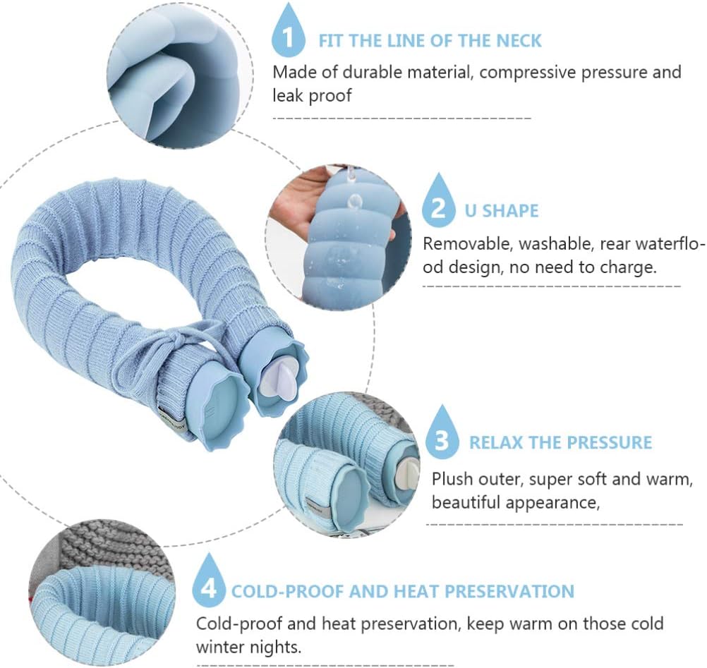 U Shaped Neck Hot Water Bag with Knitted Cover Shoulder Warmer for (Random Color)