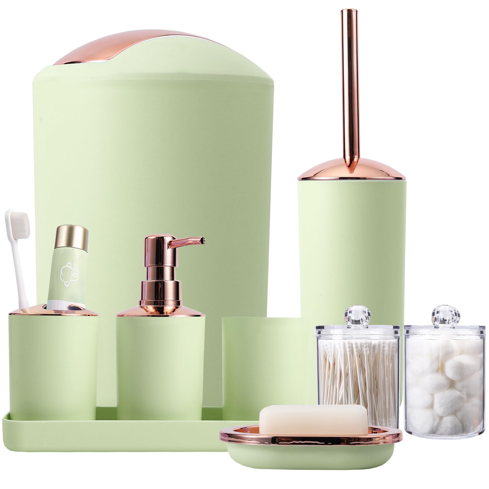 BSSN 9 Pieces Green Bathroom Accessories Set Restroom