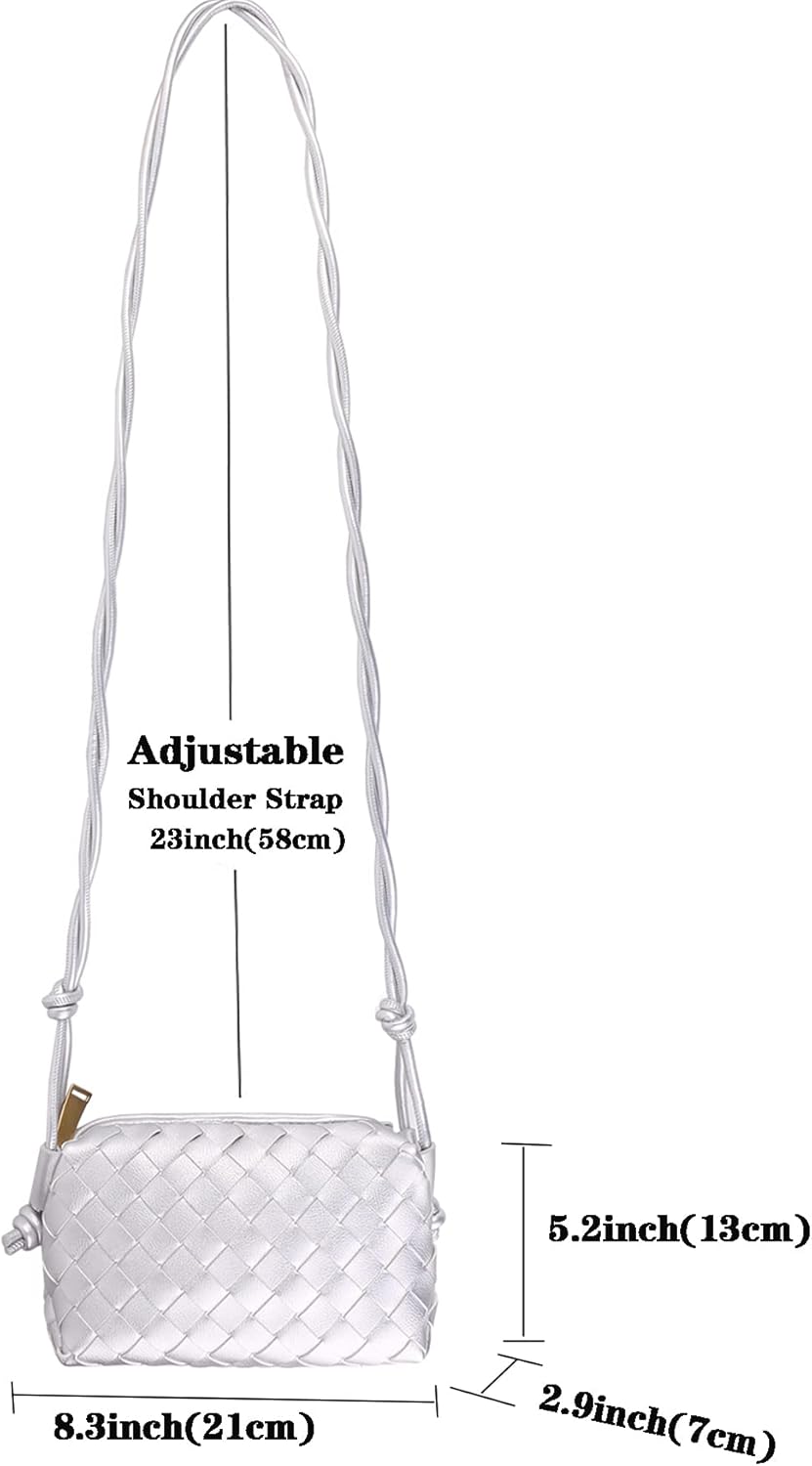 Woven Crossbody Bags For Women, Small Handmade Purse Clutch Shoulderbag Handbag, Zipper Closure - Image 3