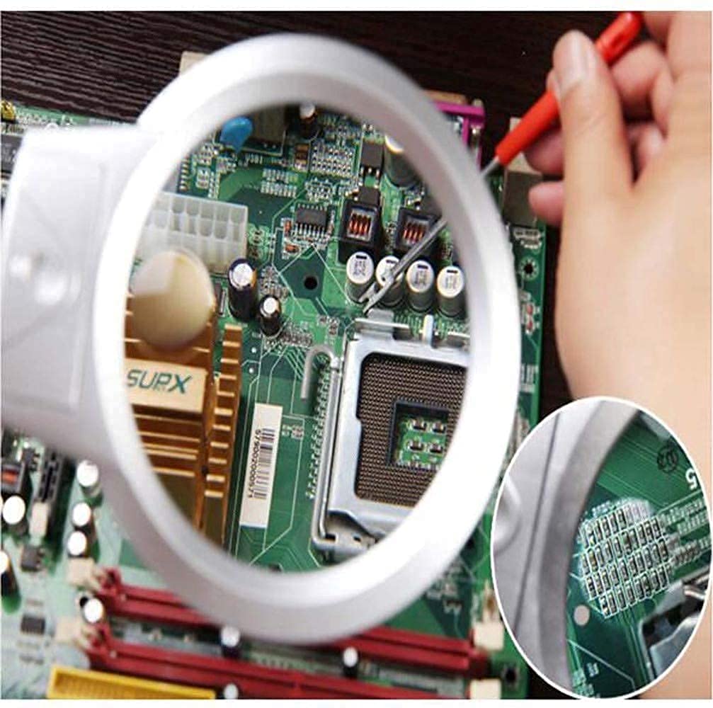 Lente di ingrandimento 2X 5X con luce su supporto Mani libere Vetro illuminato Tavolo Lampada da scrivania Supporto Lente di ingrandimento Lente di ingrandimento Lente di ingrandimento da lettura