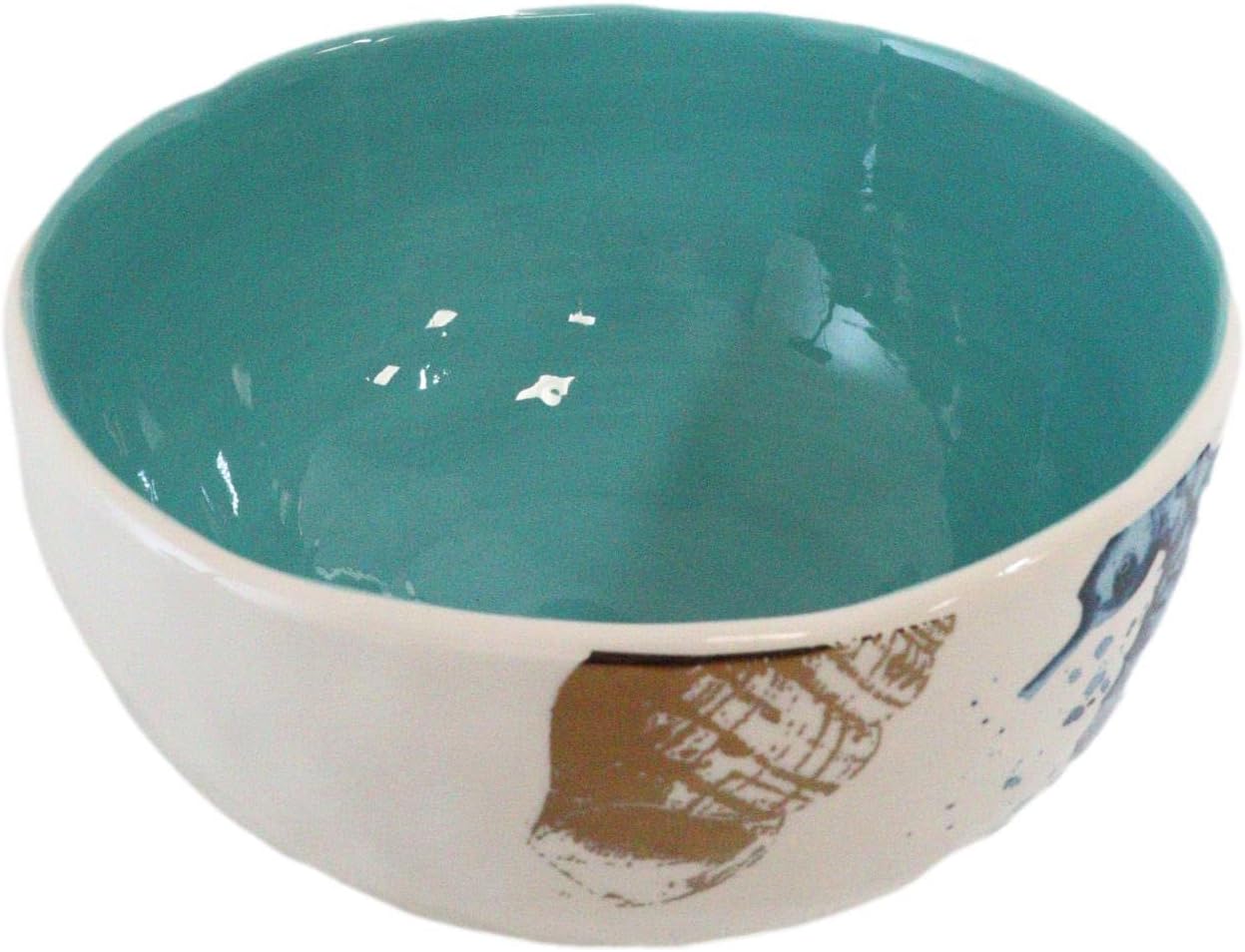 Ebros Nautical Marine Coastal Sea Life Blue And White Seahorse Ceramic Dinnerware For Beach Party Hosting Kitchen And Dining Earthenware Serveware (Large Pasta Noodles Salad Soup Serving Bowl 95oz)
