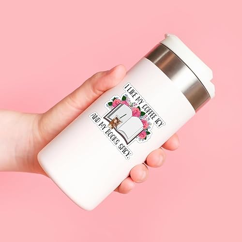 Miniatura 3 de Calcomanía con texto en inglés "I Like My Coffee ICY and My Books", calcomanía de libro, calcomanía de café, café helado, libros picantes,