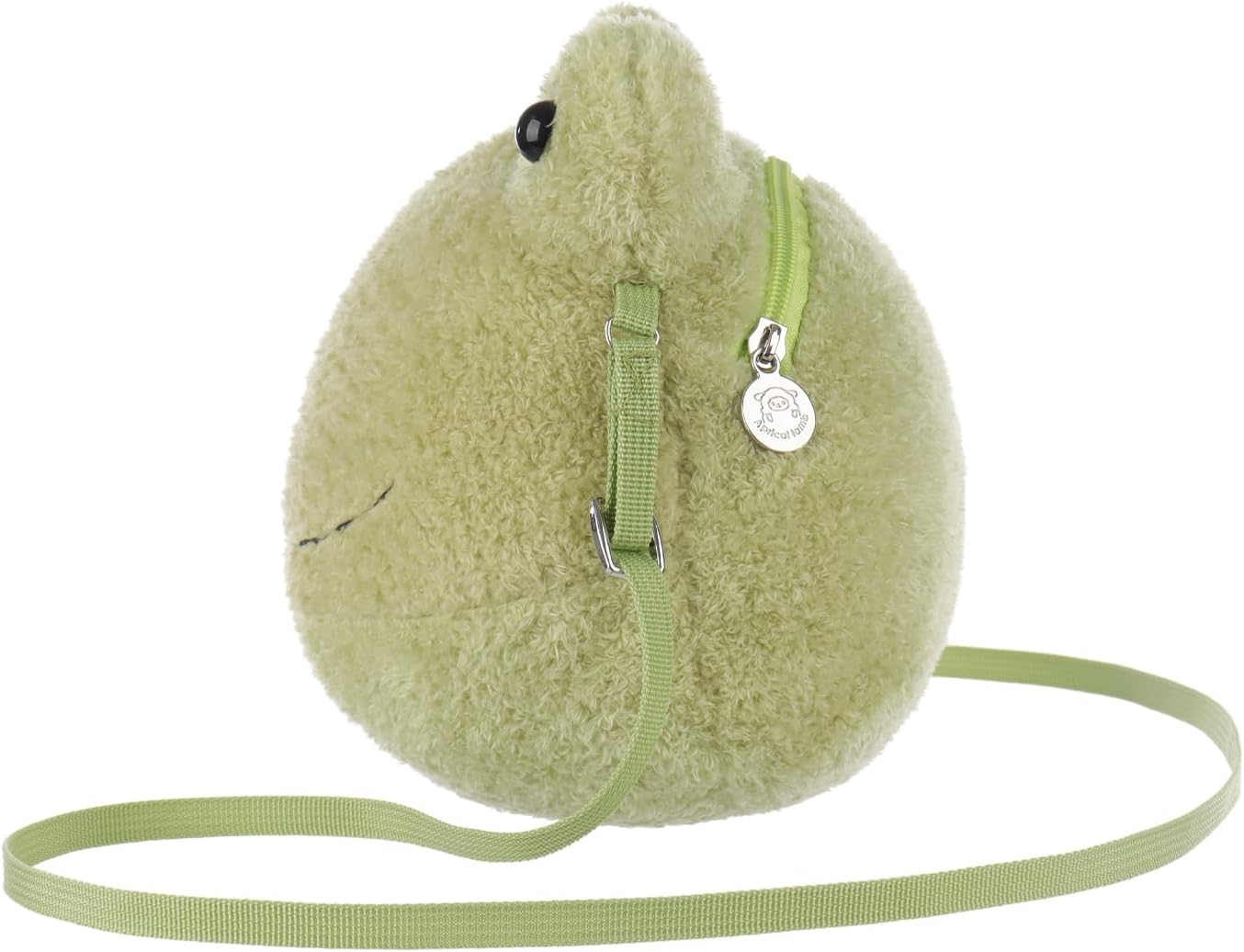Apricot Lamb Velvet Frog Shaped Crossbody Plush Purse for Toddlers and Teen Girls, Stuffed Animal Shoulder Bag, Kids Fashion Handbags, 8.7 Inches