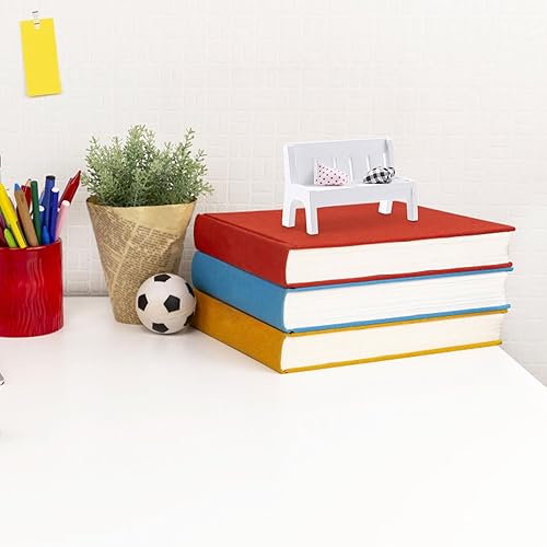 Miniatura 3 de Mini banco de jardín de casa de muñecas, silla reclinable de madera en miniatura con cojines, casa de muñecas, muebles para micro paisaje,