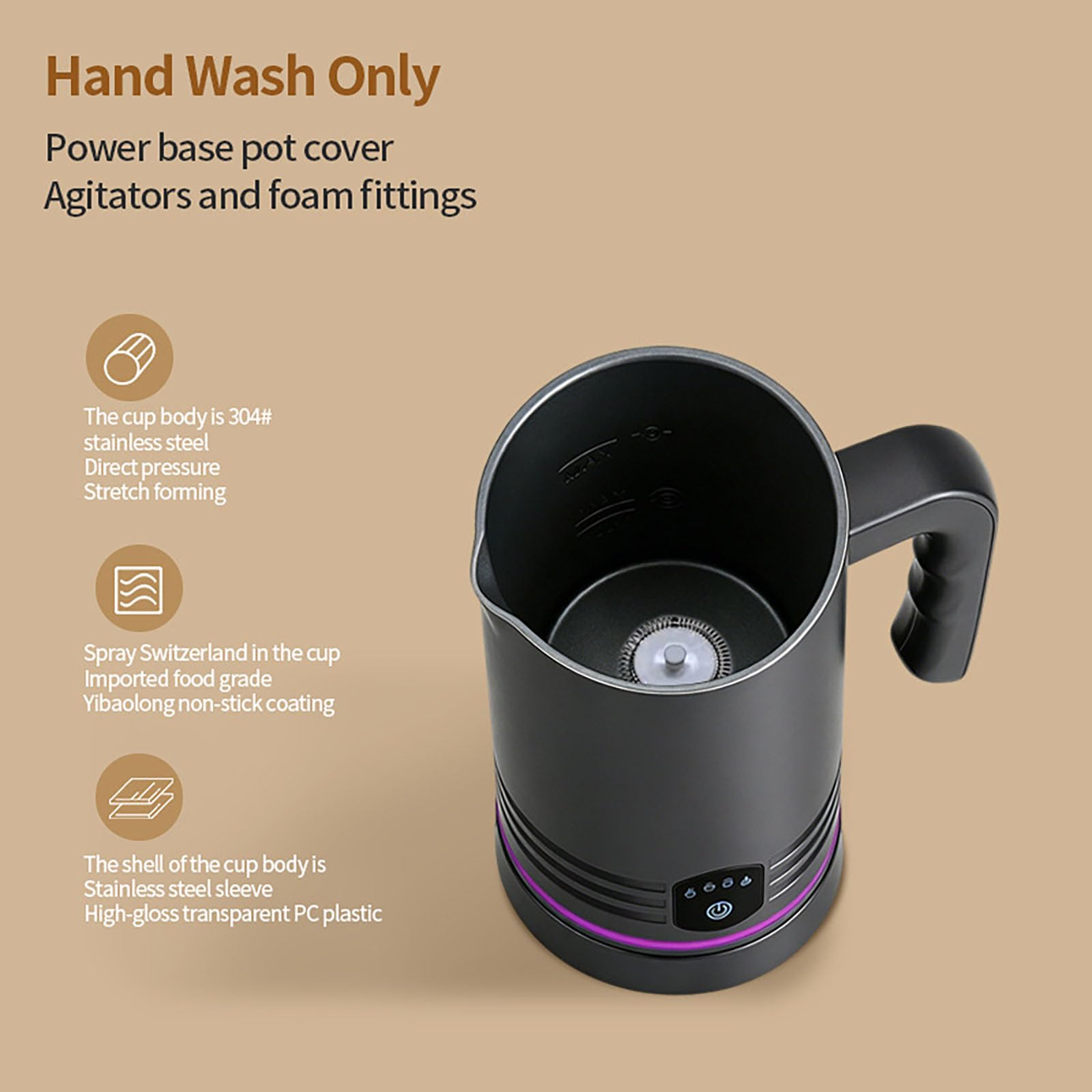 Automatyczny spieniacz do mleka 4 w 1, 450 ml parownik Velvetiser | system tworzy gorącą czekoladę w stylu baristy i spienione mleko, łatwy do czyszczenia z automatycznym wyłączaniem
