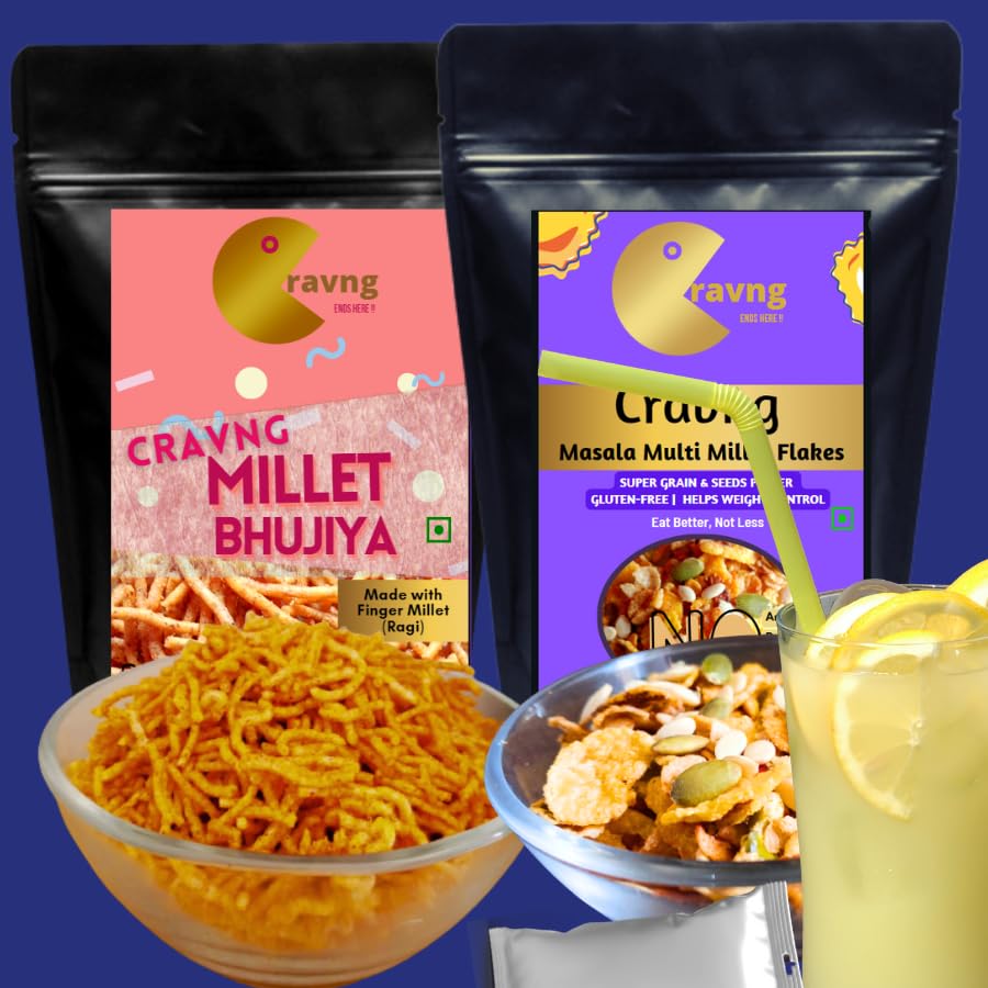 Cravng Roasted Millet Namkeen Hamper, High Protein Vegan Snack, No Sugar, Low Calories, Snacks Combo Offer (Millet Flakes and Bhujia, 200) (B0CZYPM5P5) Amazon Price History, Amazon Price Tracker