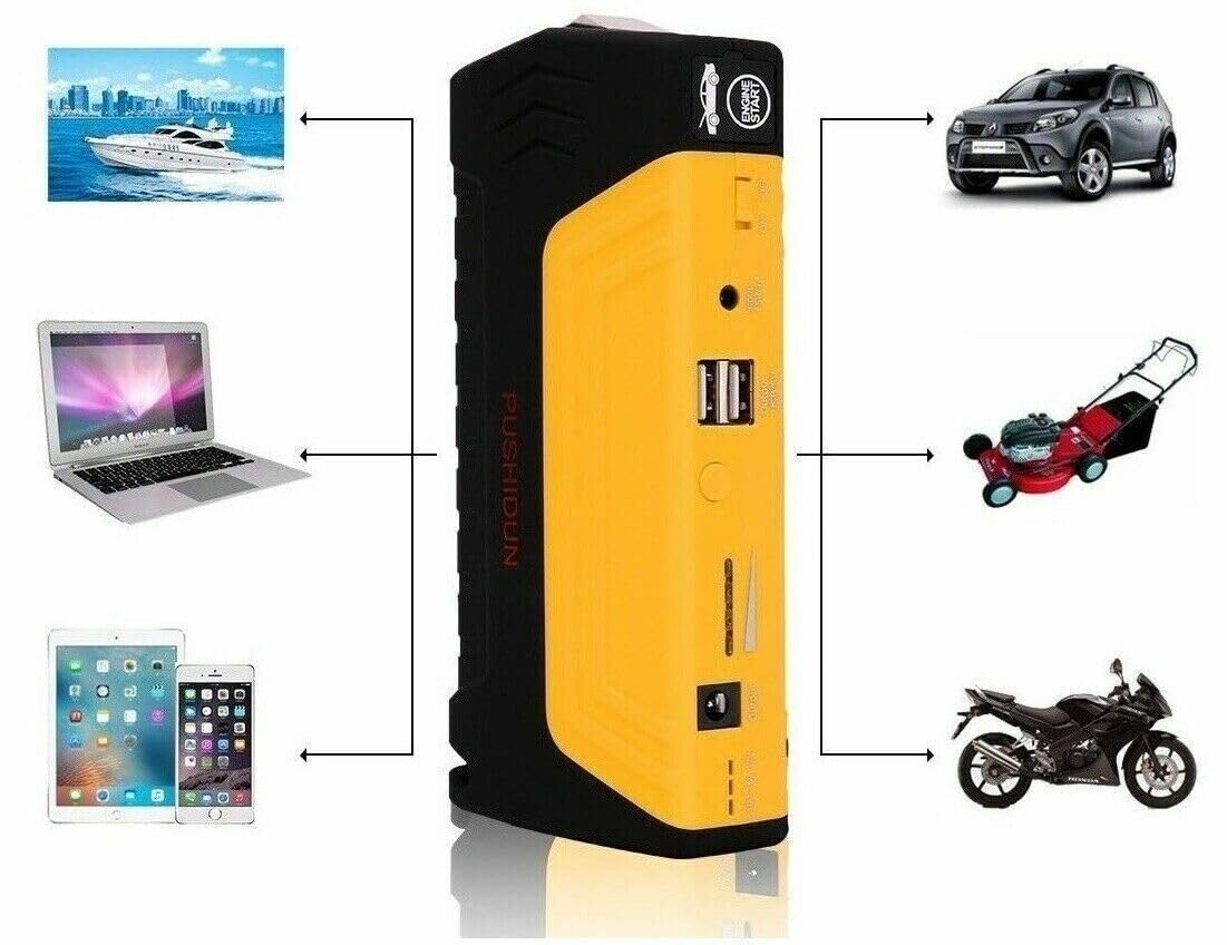 DISCORAMA - KIT AVVIATORE DI EMERGENZA PER AUTO 20000MAH CON COMPRESSORE, BOOSTER STARTER AVVIATORE BATTERIA AUTO MOTO EMERGENZA CON COMPRESSORE PORTATILE 12V POWER BANK