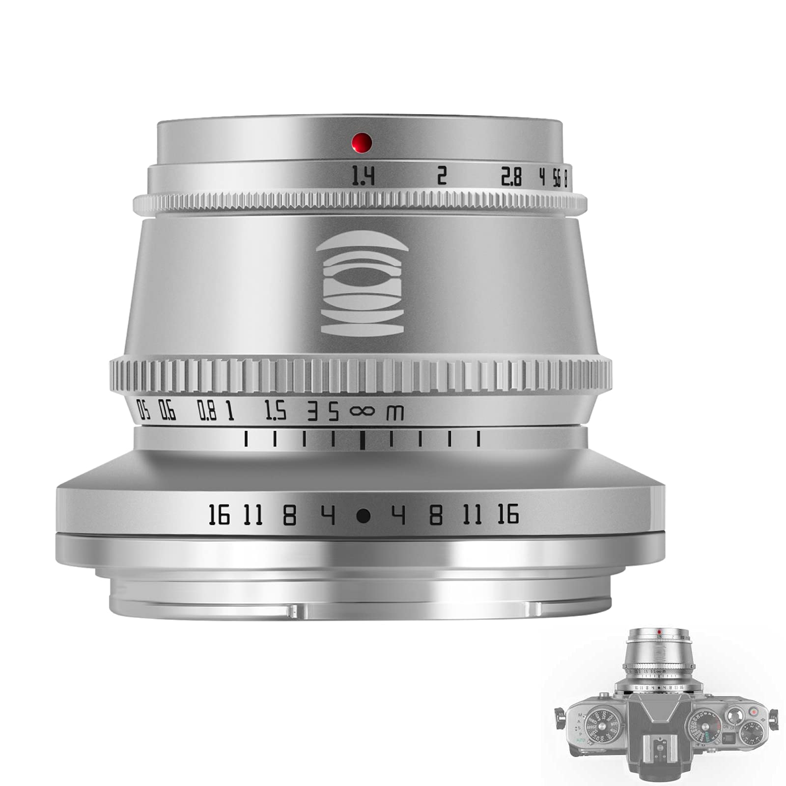 TTARTISAN AF 27mm F2.8 XF Lente para Fuji X Monte Cámaras X-A1 X-A10 X-M1 X-T1 X-T10 X-T100 X-PR01 X-PR03 X-E1 X-E2S XS10 X-H1 X-H2S y más.(Plata) — view 18