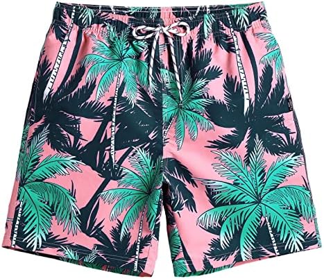 maamgic Mens Quick Dry Palm Tree Swim Trunks with Mesh Lining Swimwear Bathing Suits Hawaiian