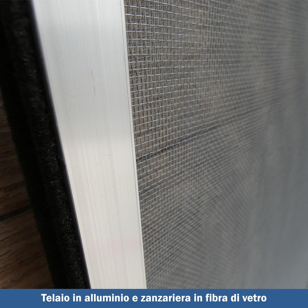 Zanzariera a Telaio Estensibile Unidirezionale - Rete in Fibra di Vetro - Telaio in Alluminio Anodizzato - Diverse Misure e Colorazioni Disponibili (Alluminio/Grigio, H75x100/192cm)