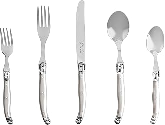 French Home Laguiole 20 Piece Flatware Set – Stainless Steel Flatware Set for 4 – Luxurious Pewter Utensil Set with Knives, Spoons and Forks
