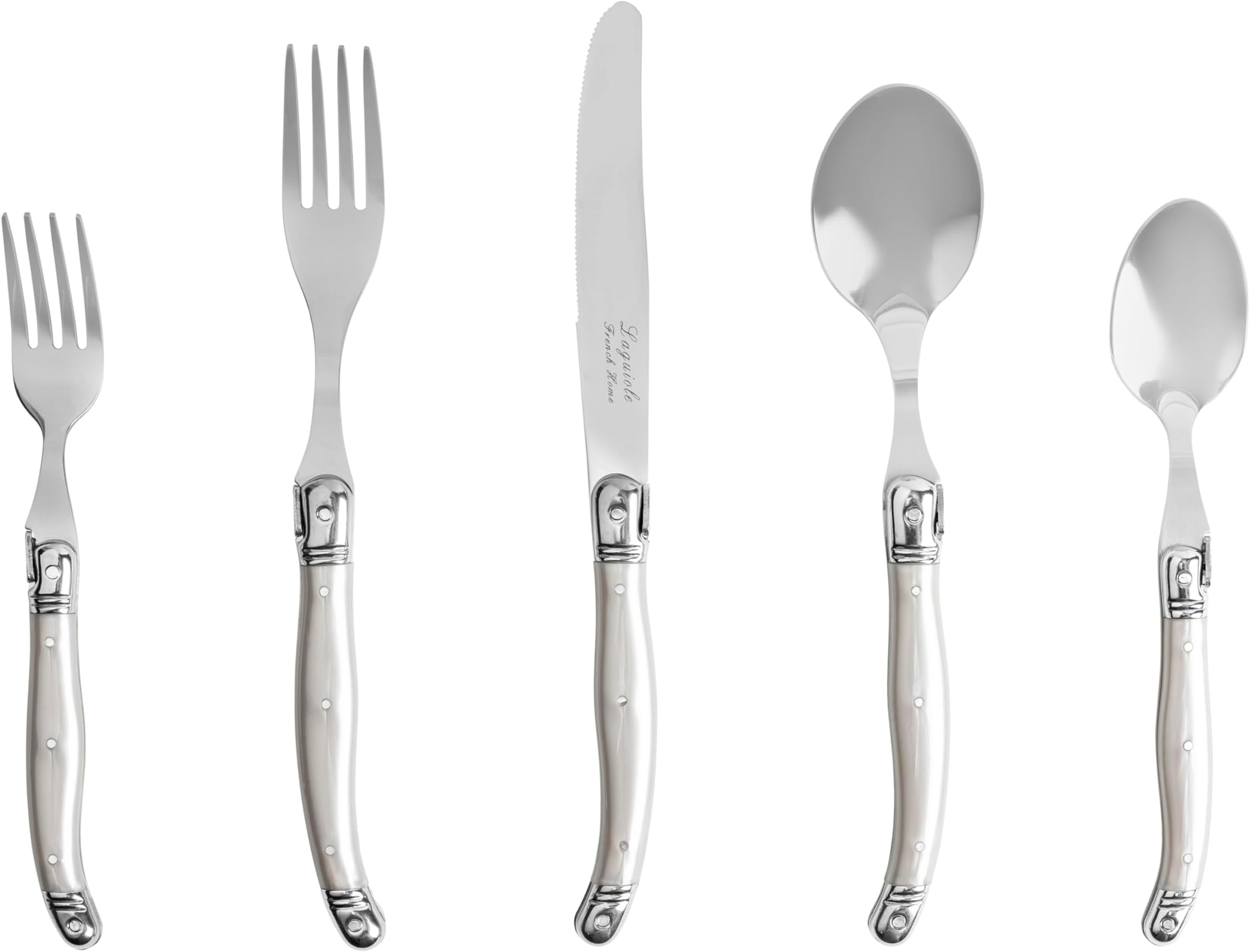 French Home Laguiole 20 Piece Flatware Set – Stainless Steel Flatware Set for 4 – Luxurious Pewter Utensil Set with Knives, Spoons and Forks