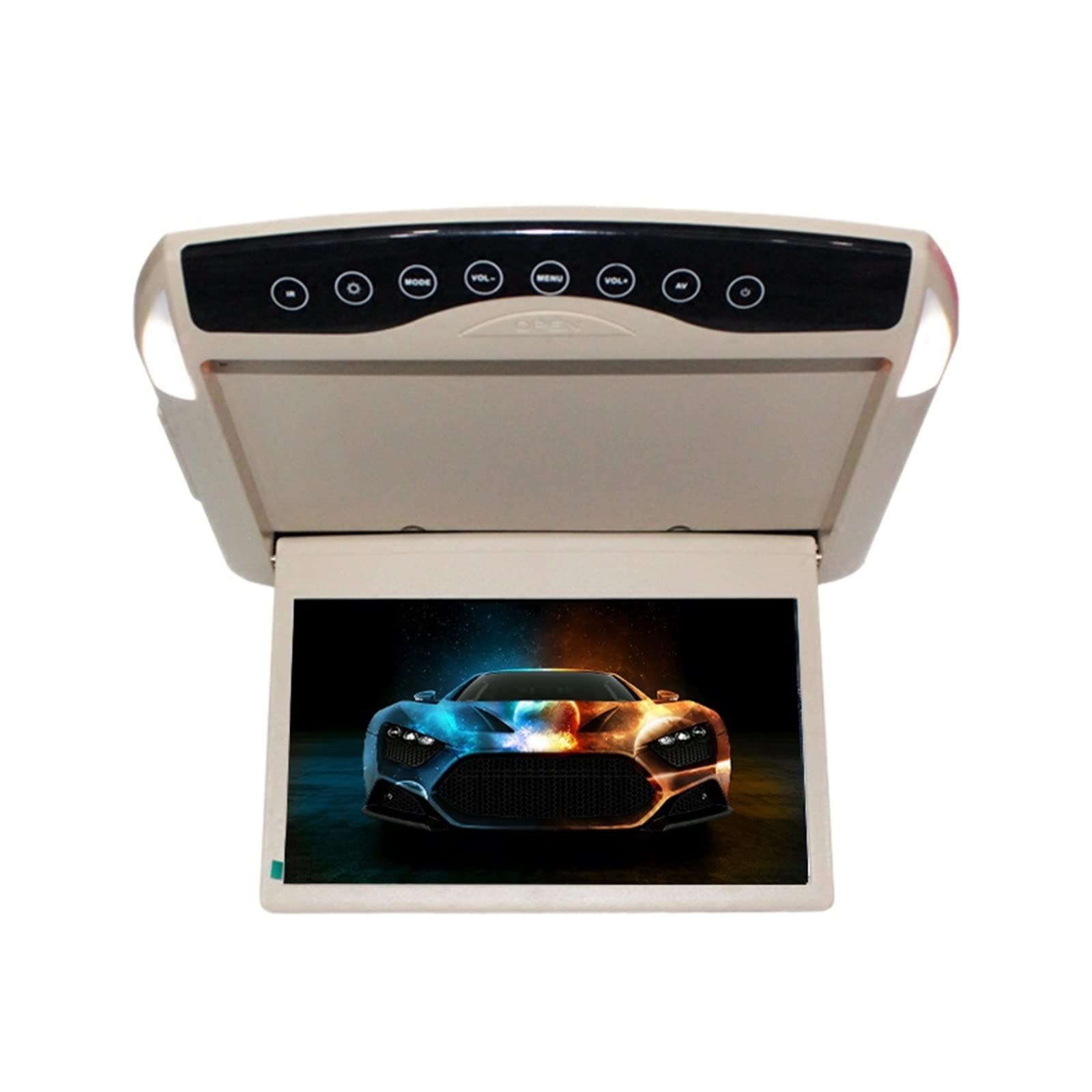 Monitor zagłówka, Monitor do montażu na dachu samochodu Ultra-cienki 10,1-calowy uchwyt sufitowy Opuszczany ekran nad głową MP5 Odtwarzacz multimedialny IR/SD/USB Podróż ciekawsza(10.1 inch beige)