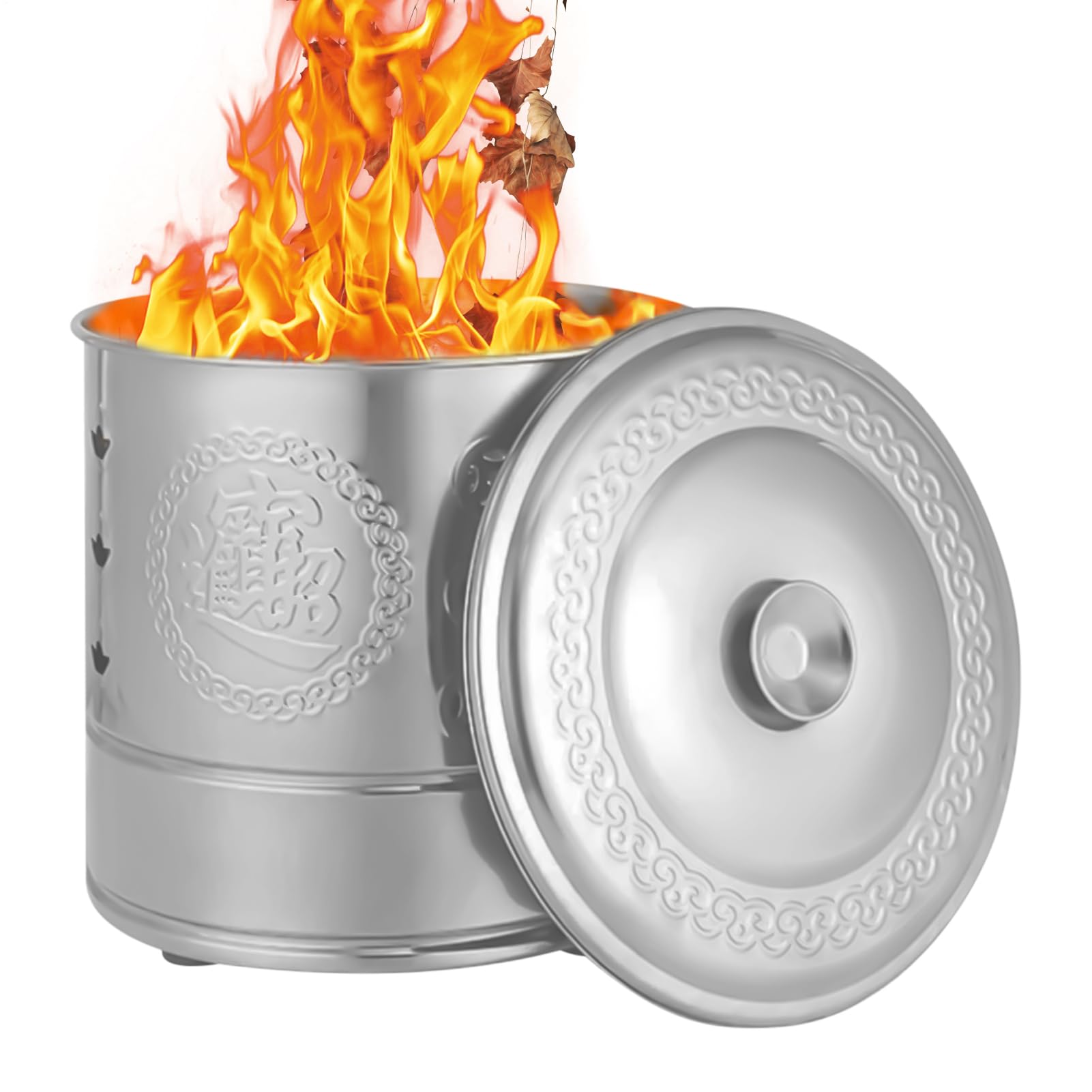 Secchio Inceneritore Carta Inceneritore A Barile Rituale Tradizionale | Inceneritore di Carta in Acciaio Per Foglie, Legna, Rifiuti, Offerte Per Antenati, Cerimonie Funebri, Giardino