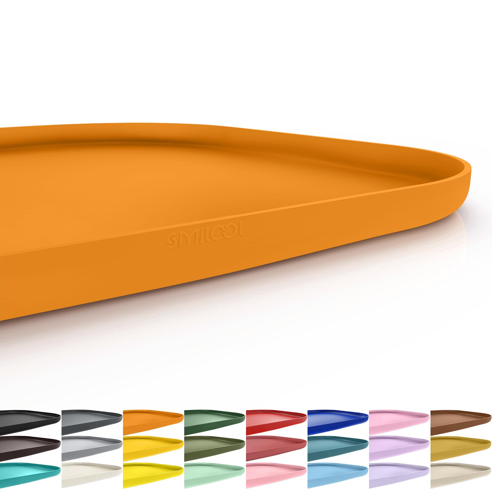 Smilool Silicone Pet Food Mat with Raised Edge for Food and Water Bowl, Dog Feeding Mats, Cat Food Trays for Floor Waterproof, Rubber Tray for Dogs and Cats, 22 x 14 x 0.8 Orange โ image 1