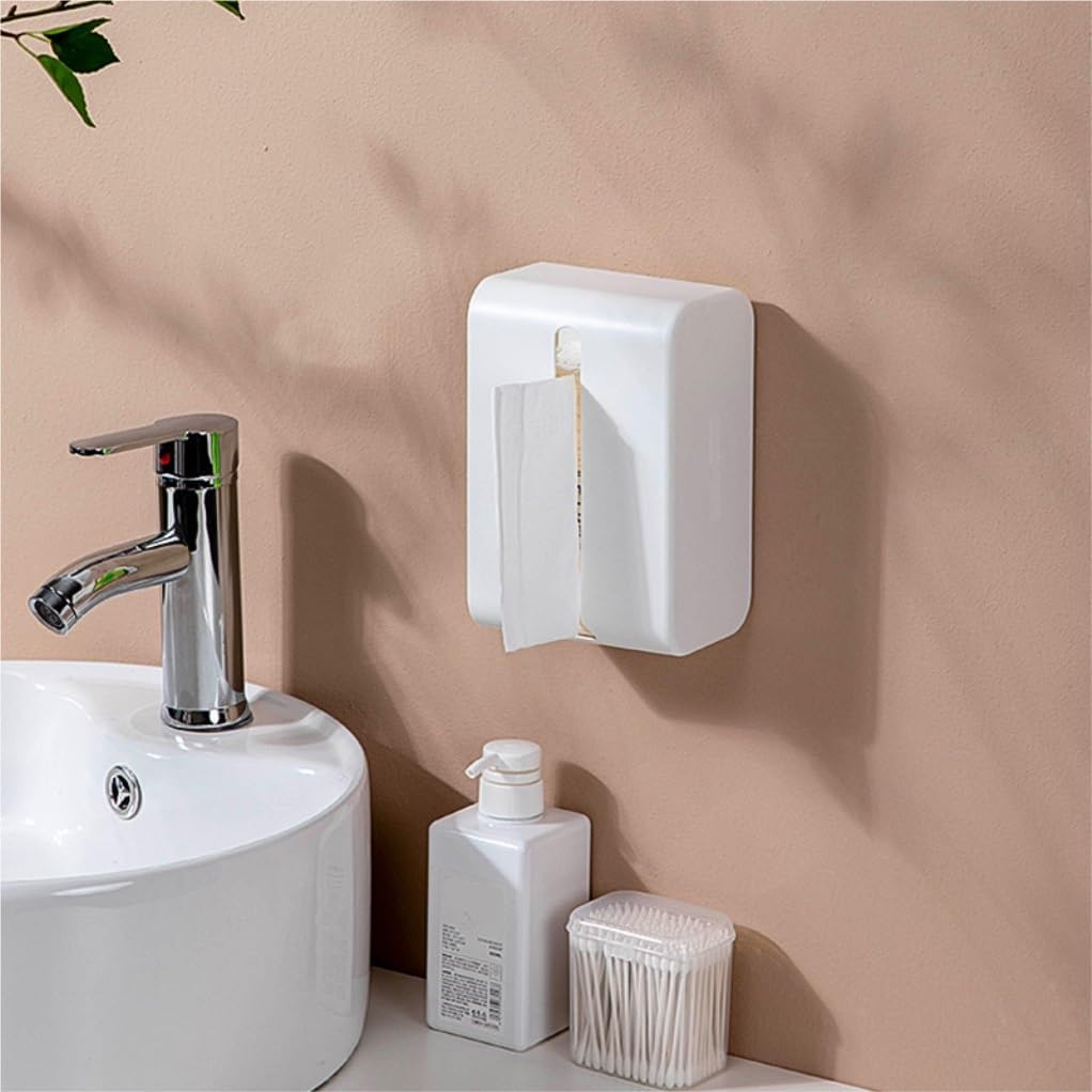 Tissue Box Cover Creative Wall-Mounted Tissue Box Household Multi-Functional Pasted Paper Box Living Room Toilet Paper Towel Storage Box (Color : Green, Size : One Size)