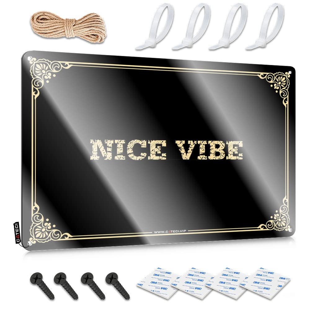 IBWNBBUSN Bar Mirrors For Man Cave Nice Vibe Tin Sign Tin Metal Sign Tin Signs Warning(20X30CM)